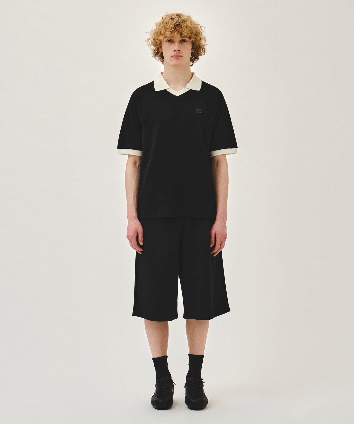 Marithe & Francois Girbaud - Small Classic Logo Pk Collar Point Tee (Black) product image 5 | TRAB K-Fashion Australia