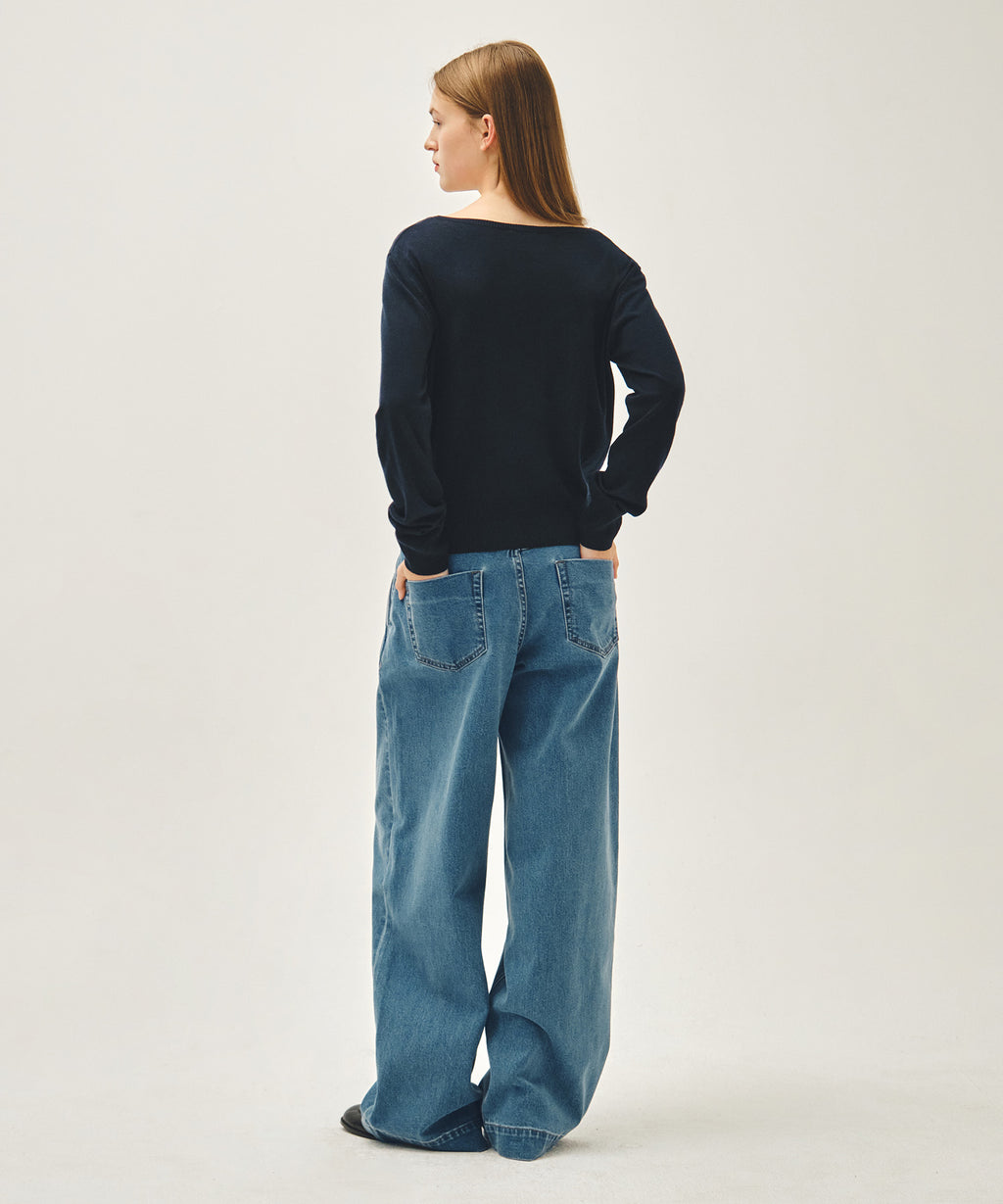 Marithe & Francois Girbaud - Low-waist Tuck Wide Denim Pants (Blue) product image 5 | TRAB K-Fashion Australia