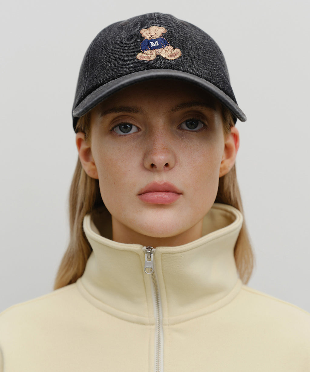 Marithe & Francois Girbaud - Doodle Bear Cap (Washed Black) product image 5 | TRAB K-Fashion Australia