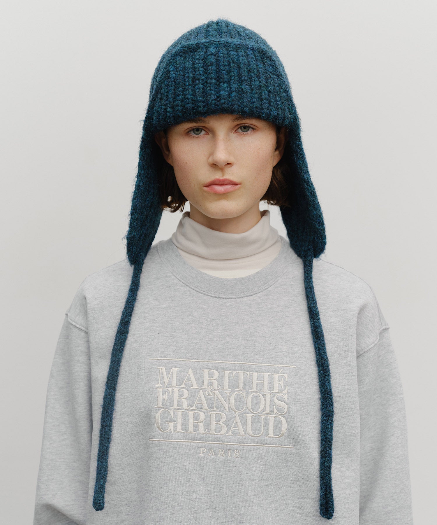 Marithe & Francois Girbaud - Classic Logo Earflap Beanie (Teal) product image 5 | TRAB K-Fashion Australia