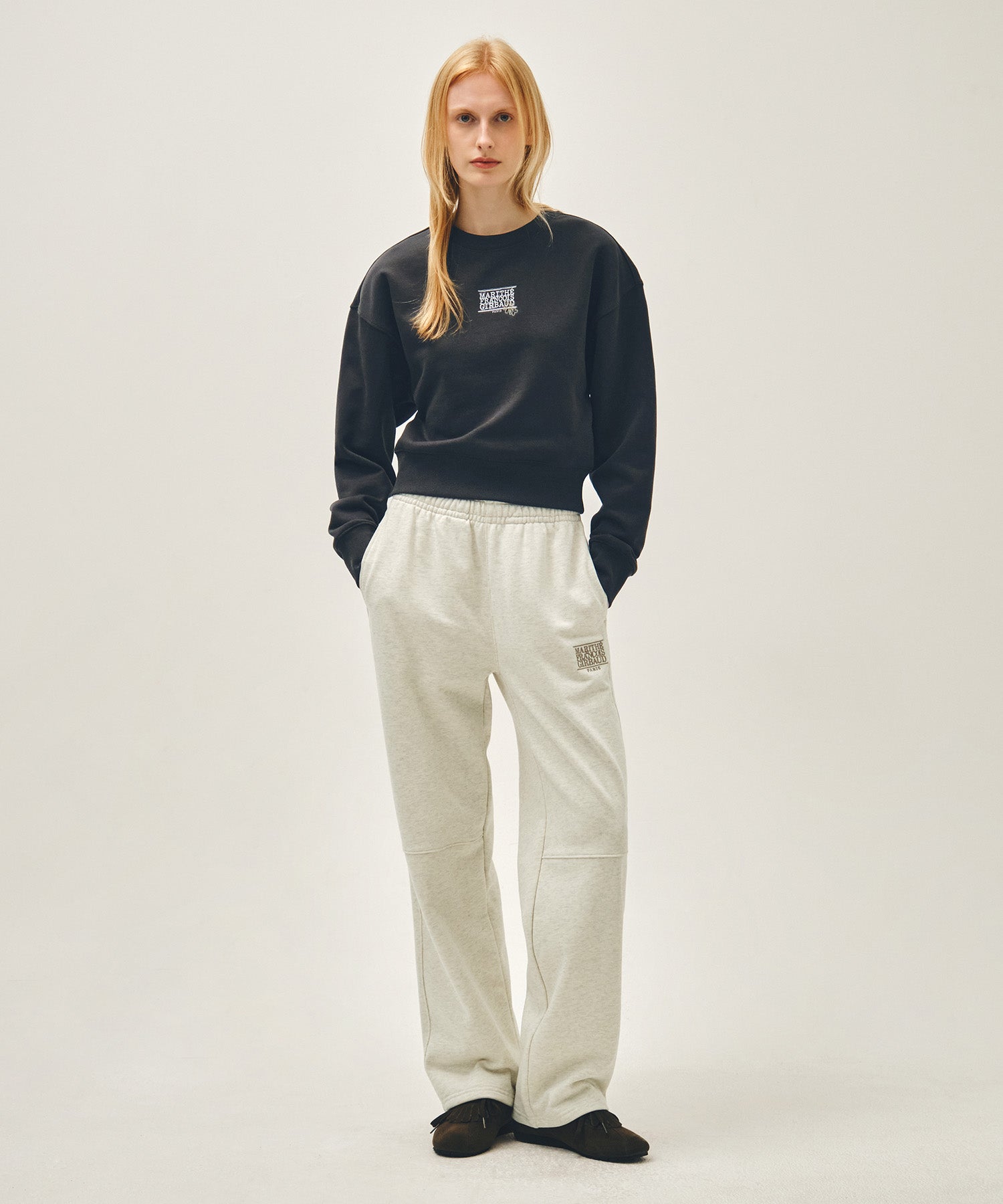 Marithe & Francois Girbaud - Flower Classic Logo Crop Sweatshirt (Charcoal) product image 5 | TRAB K-Fashion Australia