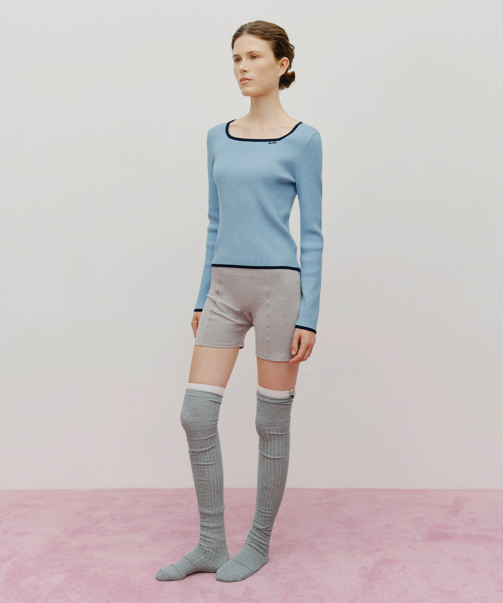 Marithe & Francois Girbaud - Color Point Square Neck Knit Pullover (Sky Blue) product image 5 | TRAB K-Fashion Australia