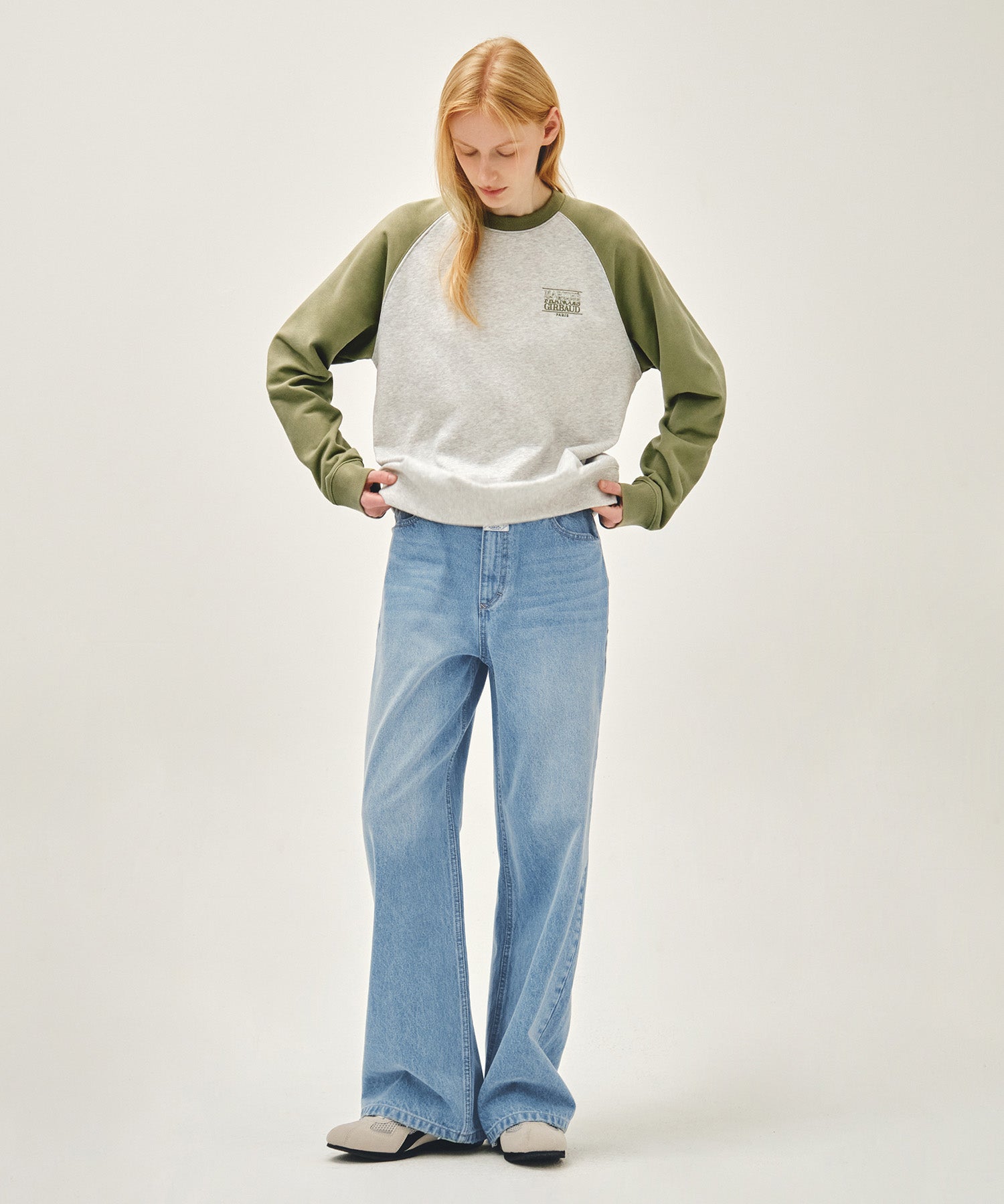 Marithe & Francois Girbaud - Small Classic Logo Color Block Sweatshirt (Khaki) product image 5 | TRAB K-Fashion Australia