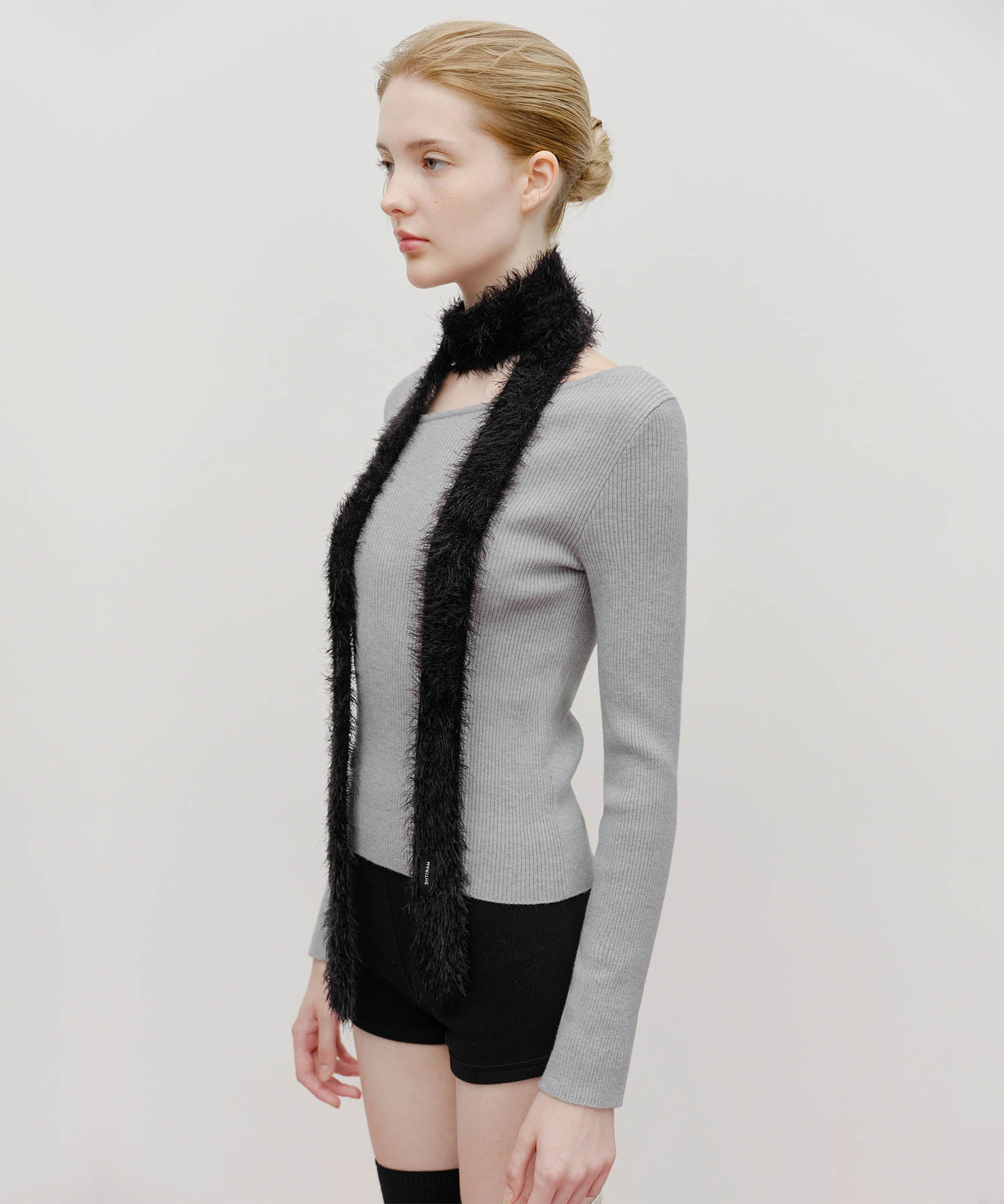 Marithe & Francois Girbaud - Regular Logo Slim Muffler (Black) product image 5 | TRAB K-Fashion Australia