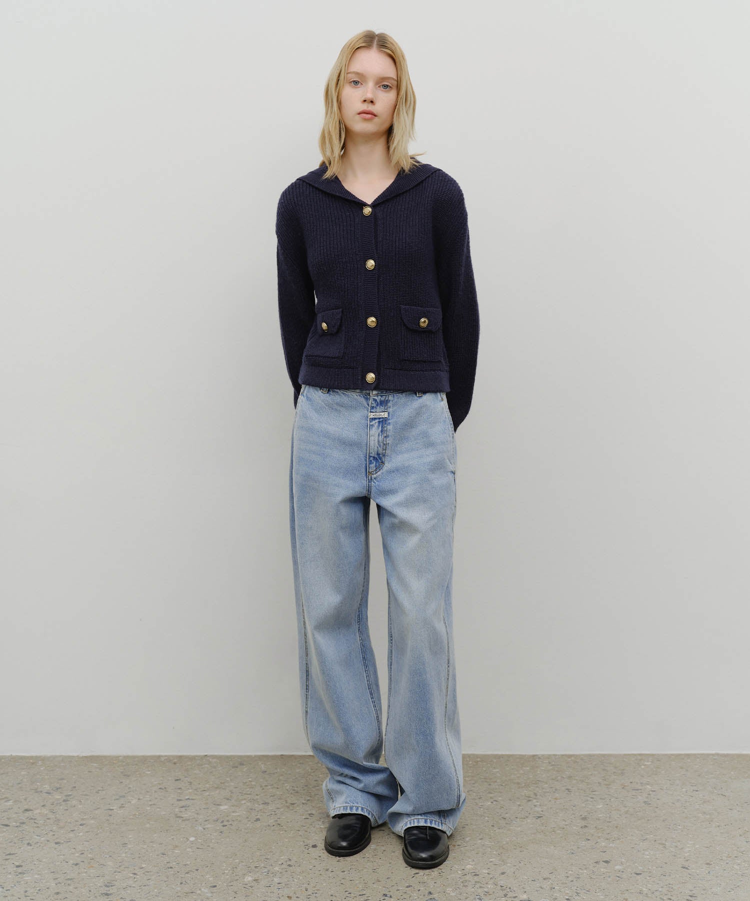 Marithe & Francois Girbaud - Sailor Rib Knit Cardigan (Navy) product image 5 | TRAB K-Fashion Australia