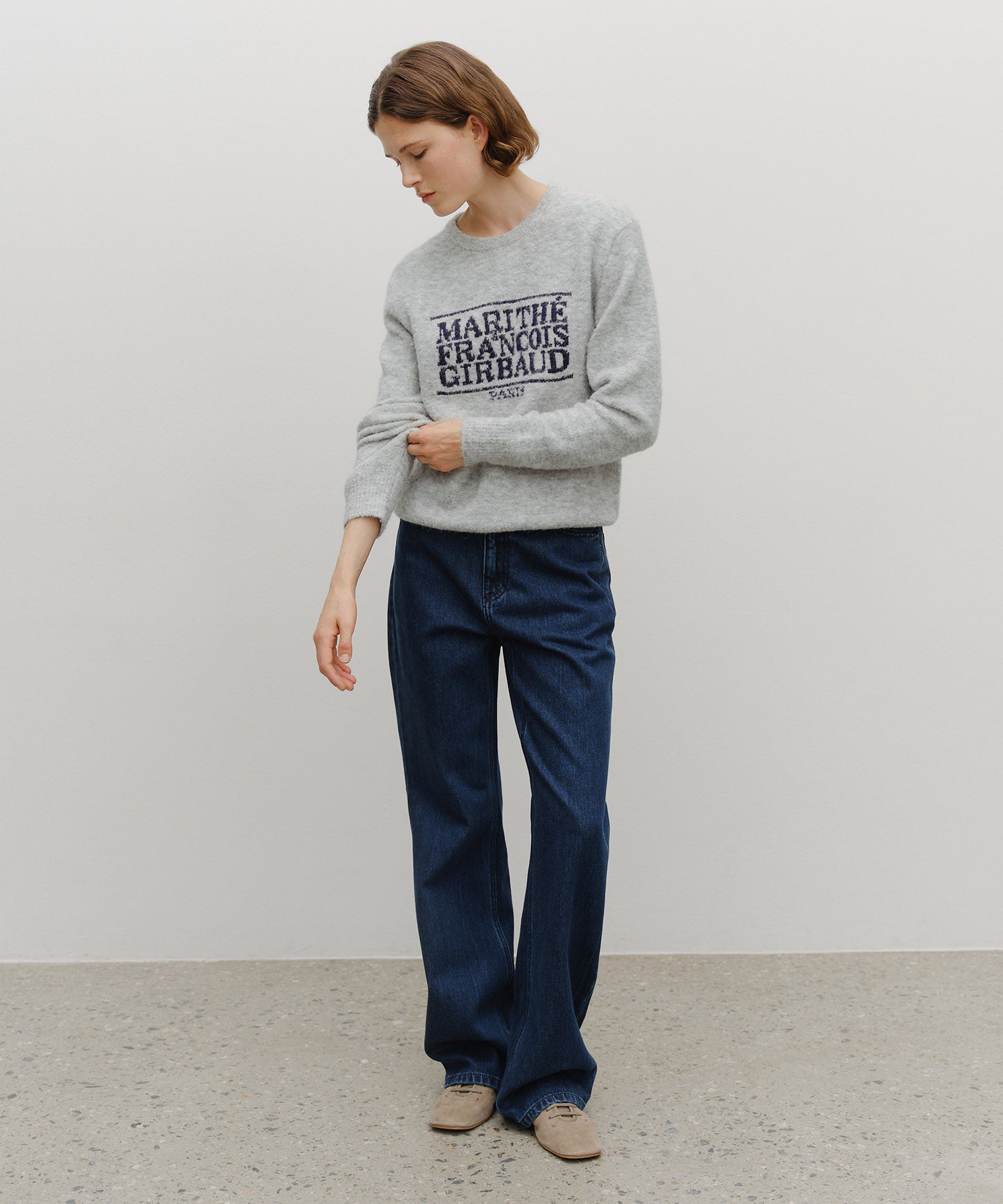 Marithe & Francois Girbaud - Boucle Classic Logo Knit Pullover (Light Gray) product image 5 | TRAB K-Fashion Australia