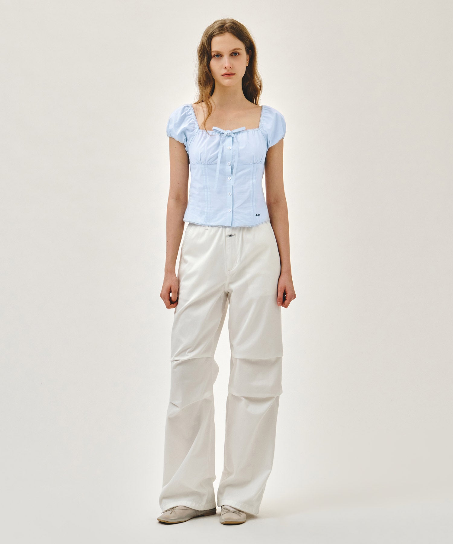 Marithe & Francois Girbaud - Cap Sleeve Ribbon Blouse (Sky Blue) product image 6 | TRAB K-Fashion Australia