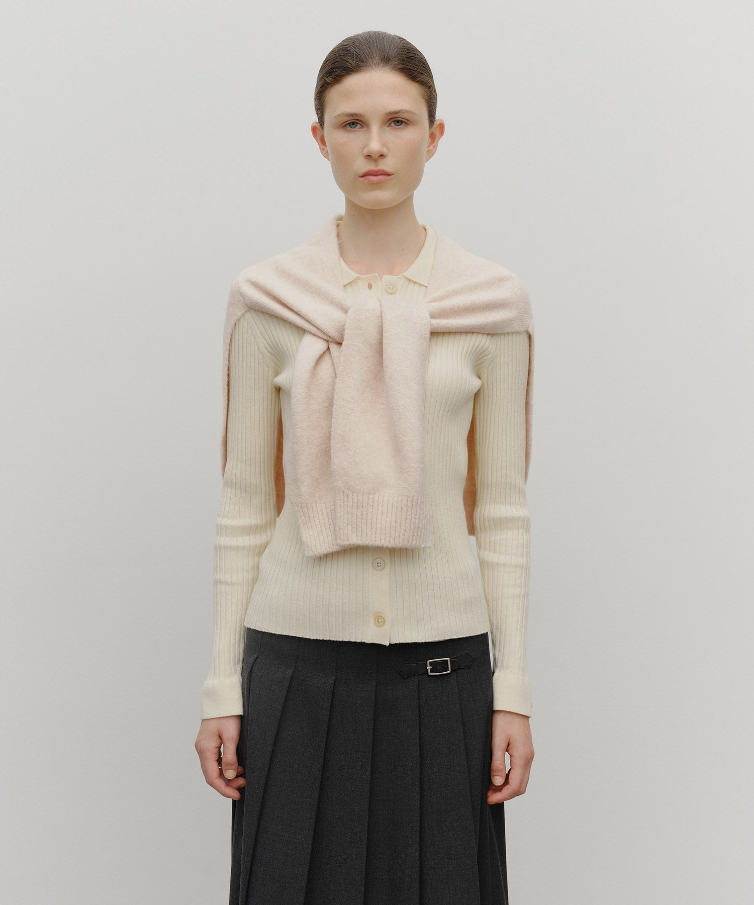 Marithe & Francois Girbaud - Circle Logo Shawl Muffler (Beige) product image 5 | TRAB K-Fashion Australia