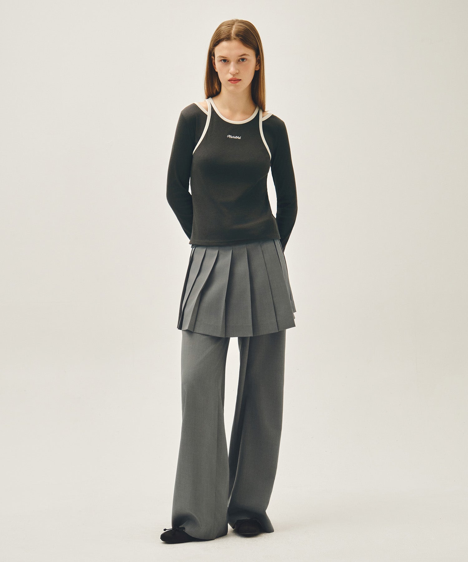 Marithe & Francois Girbaud - Sleeveless Layered Long Sleeve Tee (Charcoal) product image 5 | TRAB K-Fashion Australia