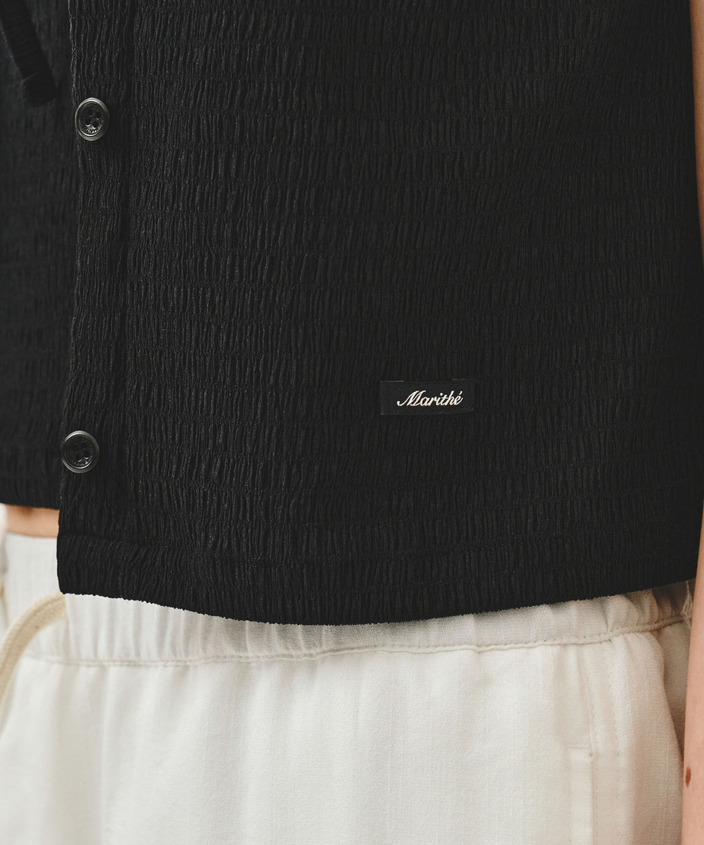 Marithe & Francois Girbaud - Crinkle Sleeveless + Cardigan Set (Black) product image 5 | TRAB K-Fashion Australia