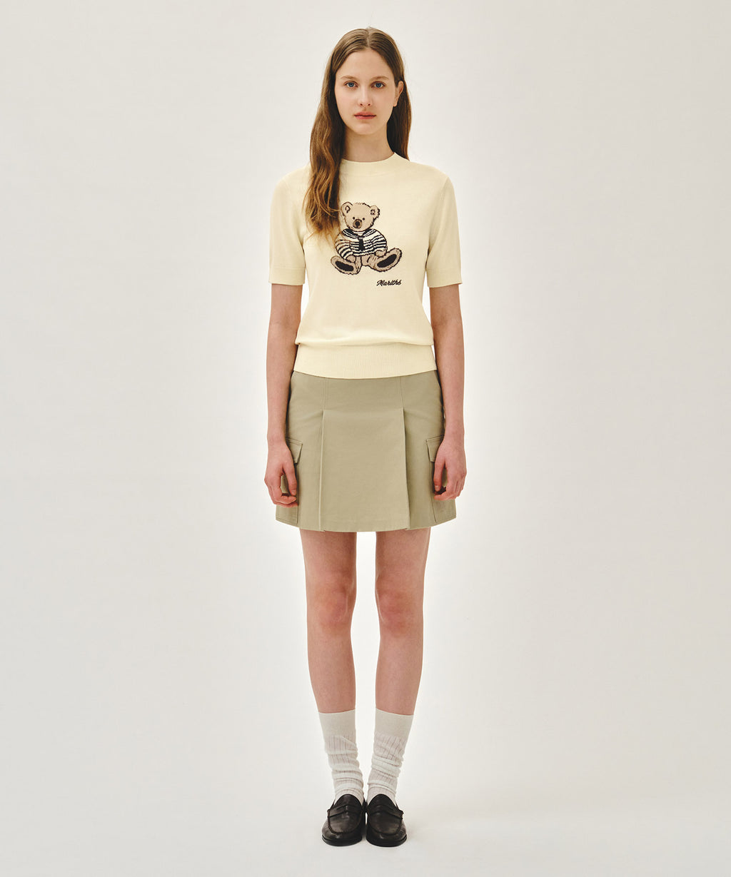 Marithe & Francois Girbaud - Doodle Bear Half Knit Pullover (Ivory) product image 5 | TRAB K-Fashion Australia
