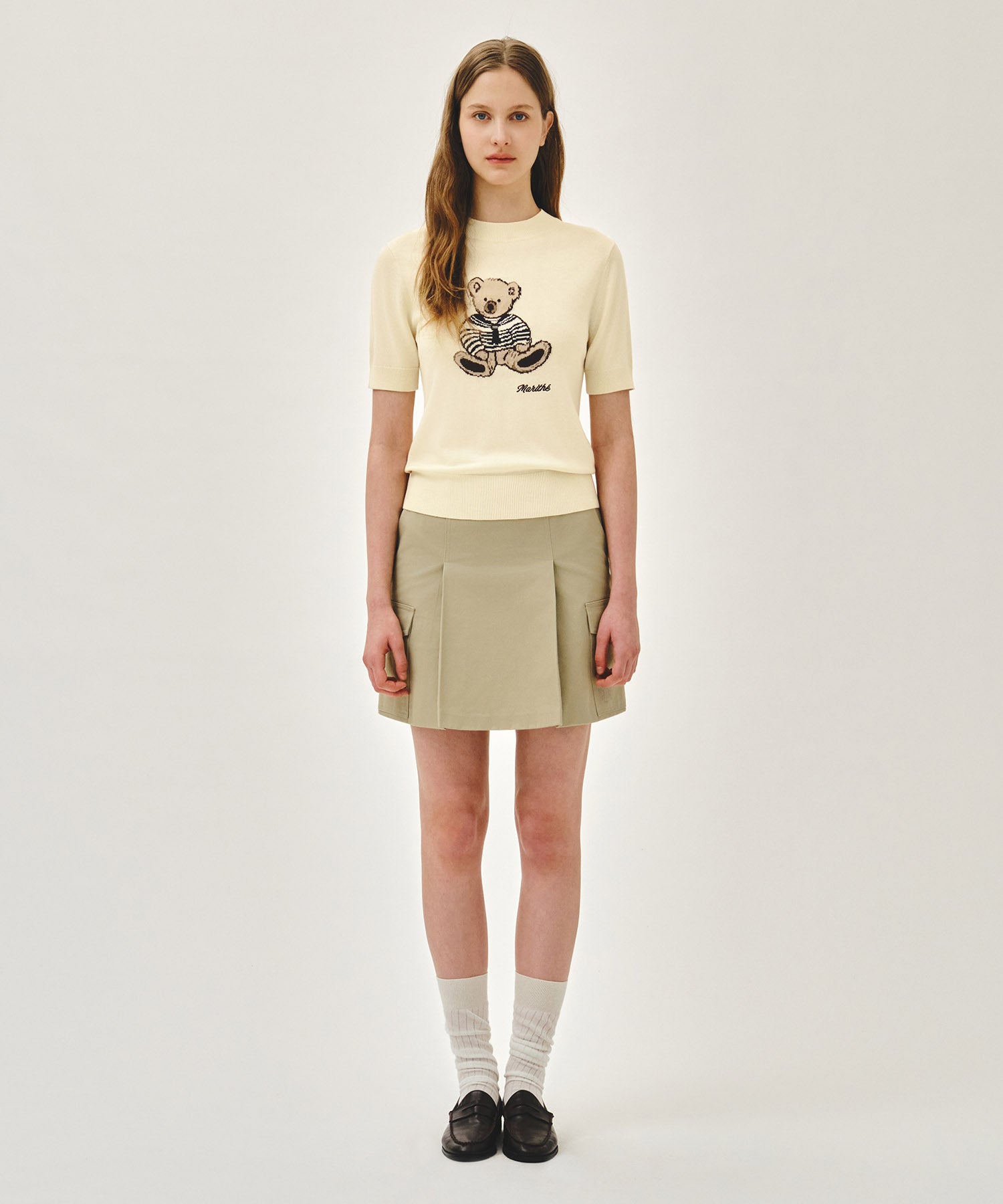 Marithe & Francois Girbaud - Doodle Bear Half Knit Pullover (Ivory) product image 5 | TRAB K-Fashion Australia
