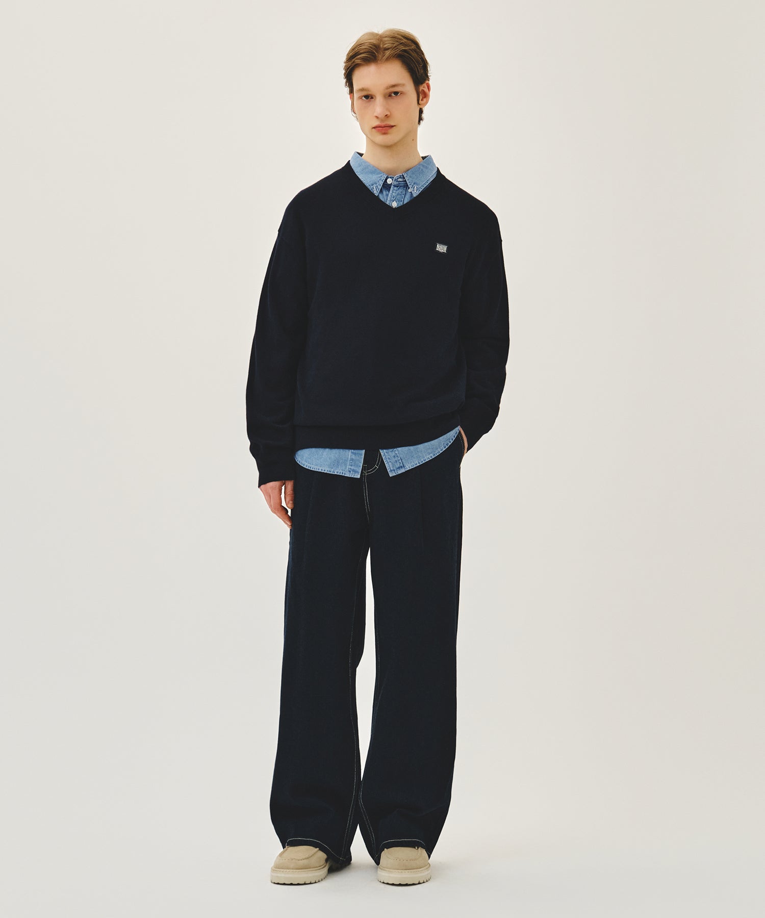 Marithe & Francois Girbaud - V-neck Knit Pullover (Navy) product image 5 | TRAB K-Fashion Australia