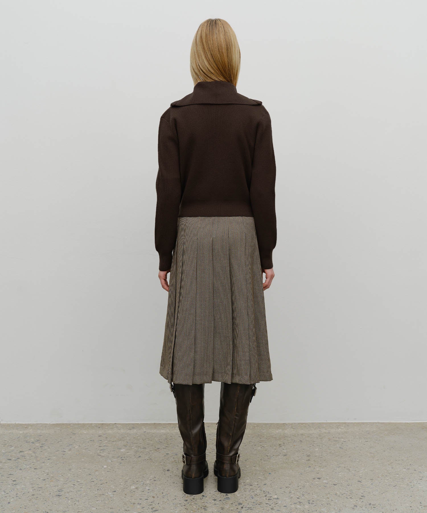 Marithe & Francois Girbaud - Side Buckle Pleated Midi Skirt (Brown) product image 8 | TRAB K-Fashion Australia