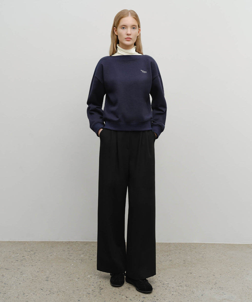 Marithe & Francois Girbaud - Boat Neck Oversized Sweatshirt (Navy) product image 5 | TRAB K-Fashion Australia