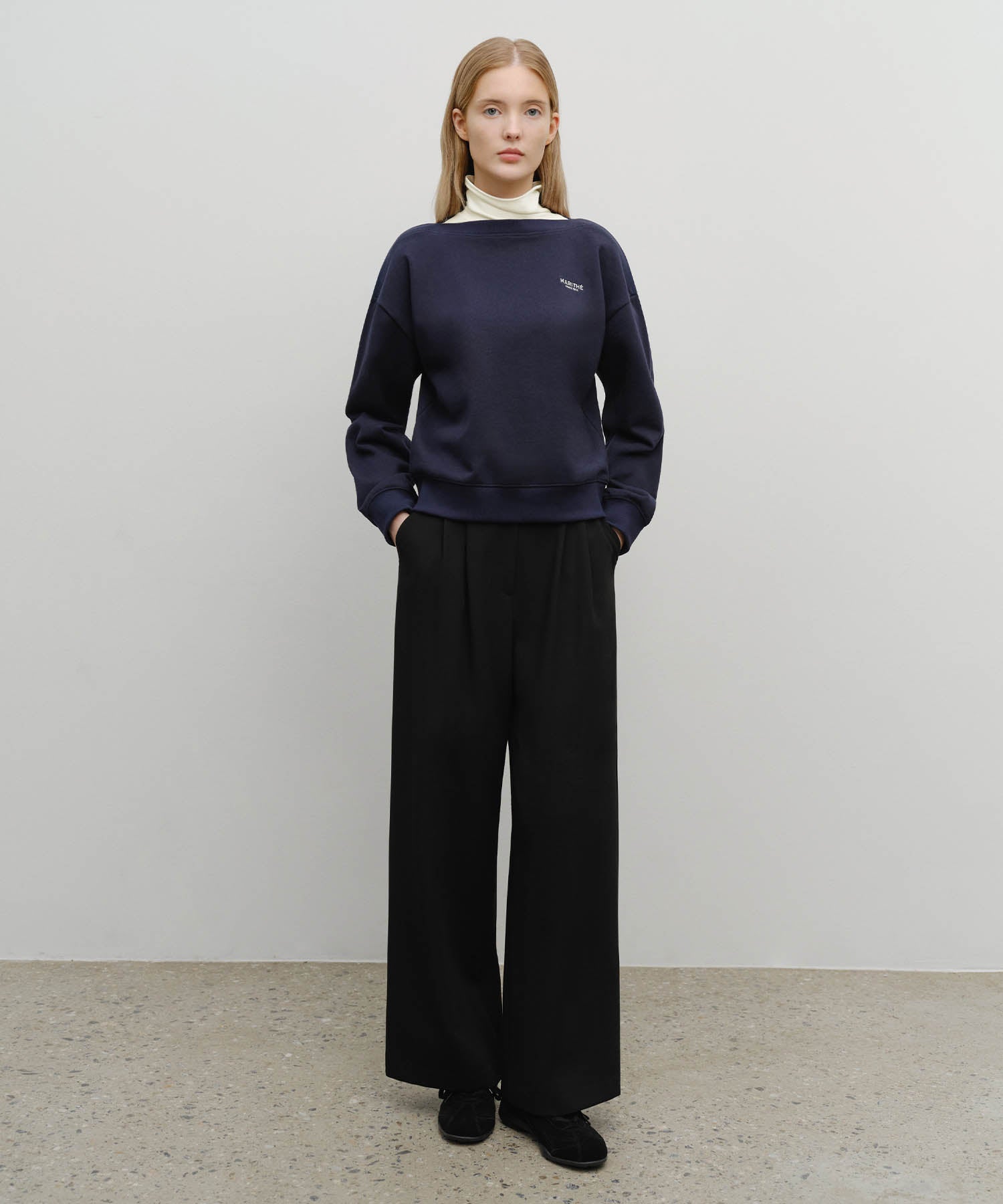 Marithe & Francois Girbaud - Boat Neck Oversized Sweatshirt (Navy) product image 5 | TRAB K-Fashion Australia