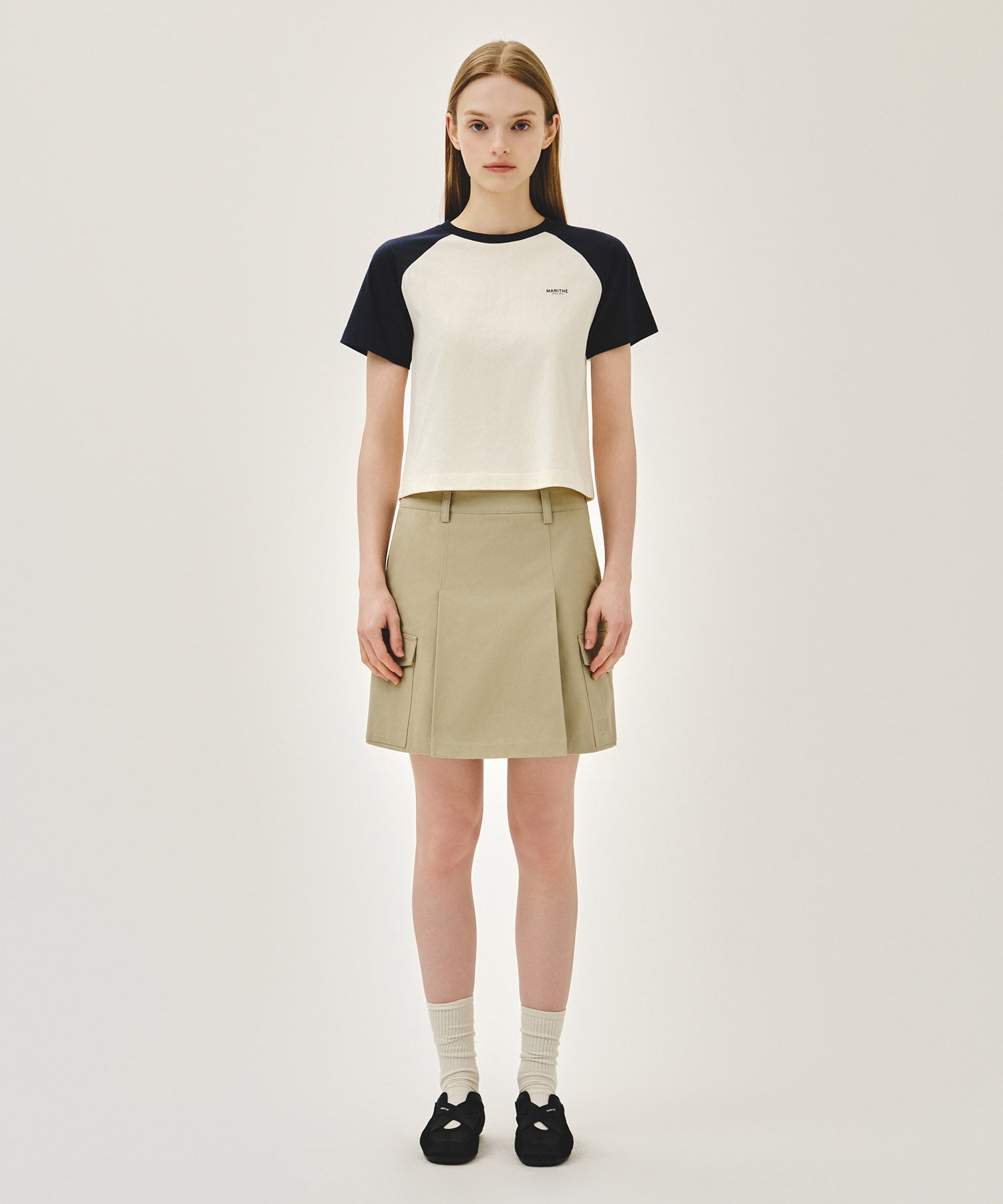 Marithe & Francois Girbaud - Small Regular Logo Raglan Crop Tee (Navy) product image 5 | TRAB K-Fashion Australia
