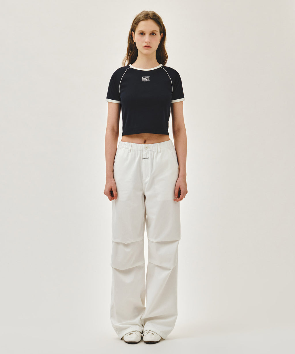 Marithe & Francois Girbaud - Aerocool Small Classic Logo Ringer Slim Crop Tee (Navy) product image 5 | TRAB K-Fashion Australia