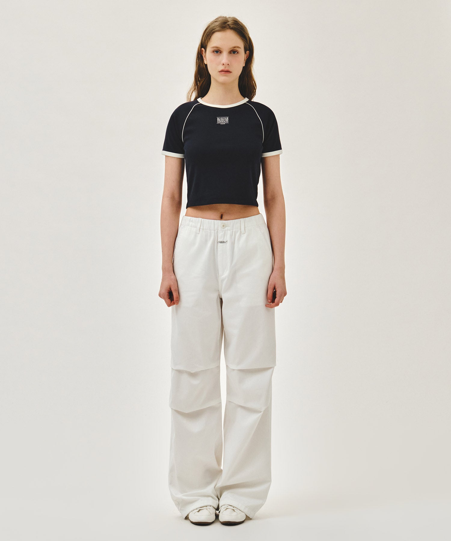 Marithe & Francois Girbaud - Aerocool Small Classic Logo Ringer Slim Crop Tee (Navy) product image 5 | TRAB K-Fashion Australia