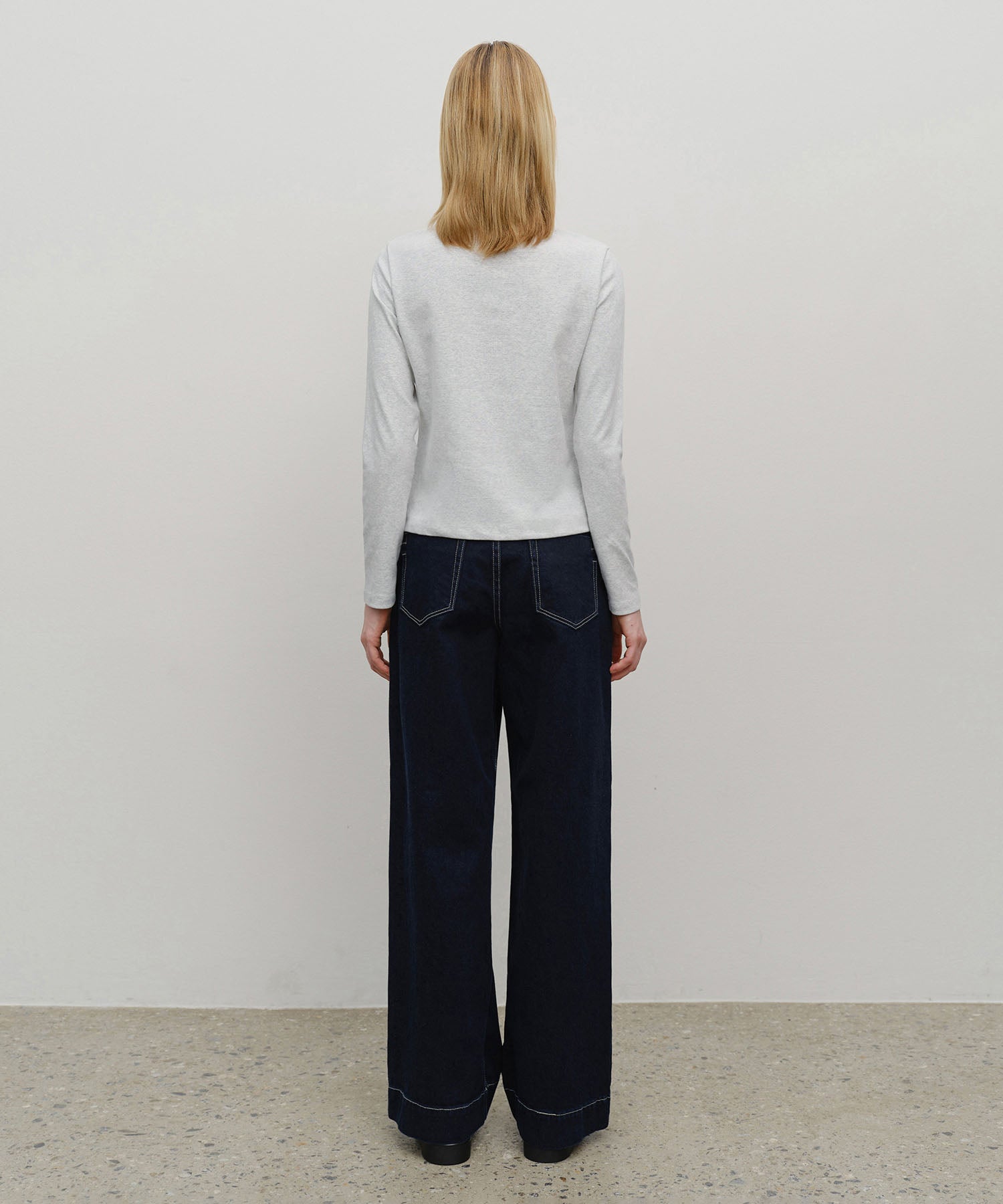 Marithe & Francois Girbaud - Low-waist Tuck Wide Denim Pants (Dark Blue) product image 5 | TRAB K-Fashion Australia