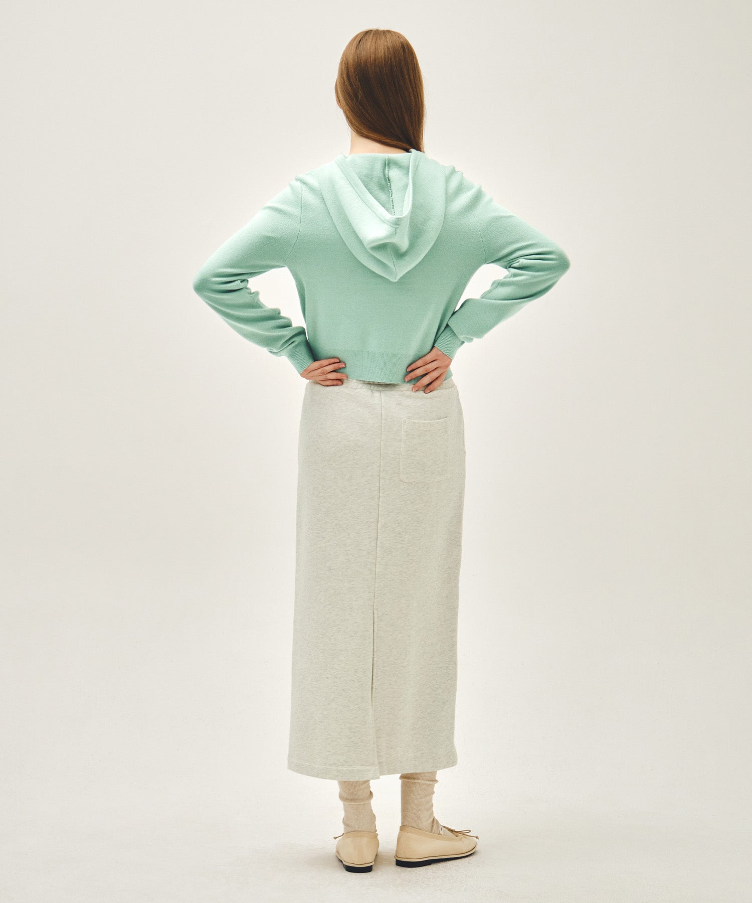 Marithe & Francois Girbaud - Classic Logo Sweat Long Skirt (Oatmeal) product image 5 | TRAB K-Fashion Australia