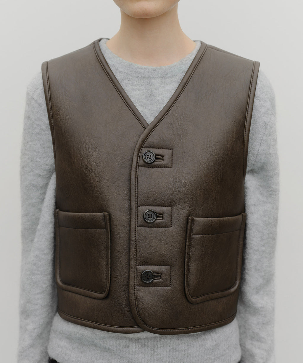 Marithe & Francois Girbaud - Faux Leather Mustang Crop Vest (Brown) product image 5 | TRAB K-Fashion Australia