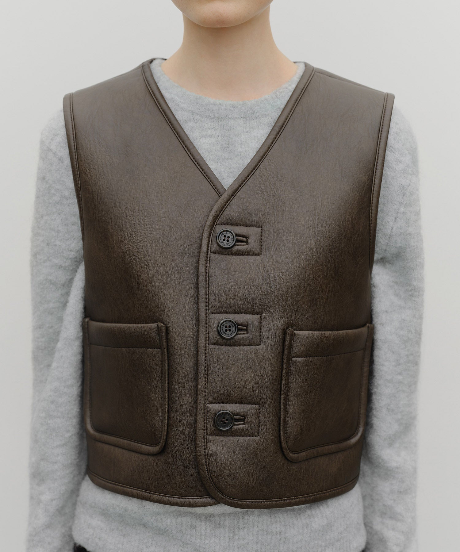 Marithe & Francois Girbaud - Faux Leather Mustang Crop Vest (Brown) product image 5 | TRAB K-Fashion Australia