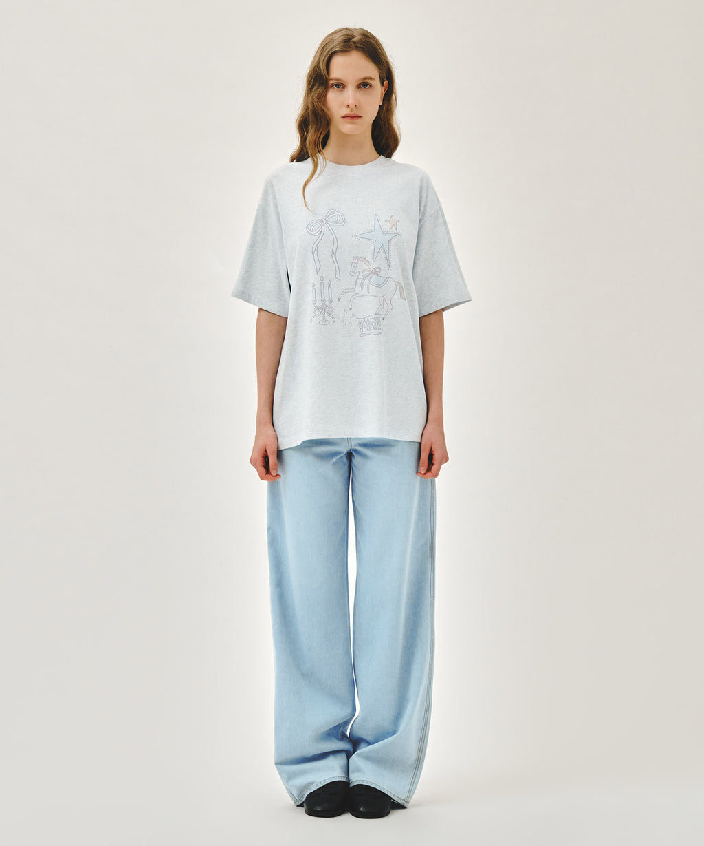 Marithe & Francois Girbaud - Unicorn Graphic Oversized Tee (Light Heather Gray) product image 5 | TRAB K-Fashion Australia