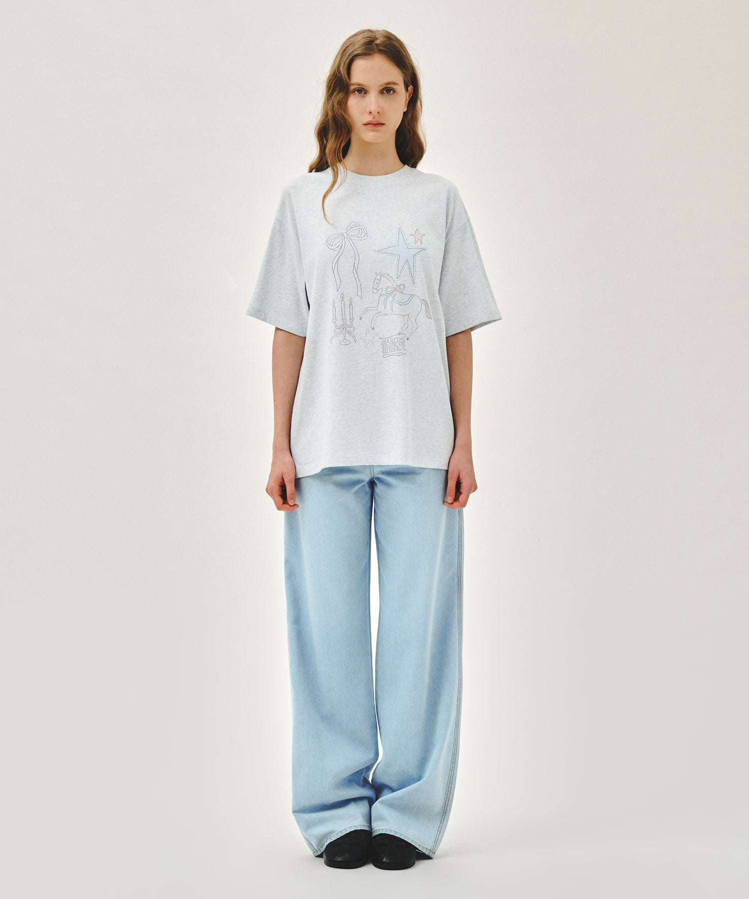Marithe & Francois Girbaud - Unicorn Graphic Oversized Tee (Light Heather Gray) product image 5 | TRAB K-Fashion Australia