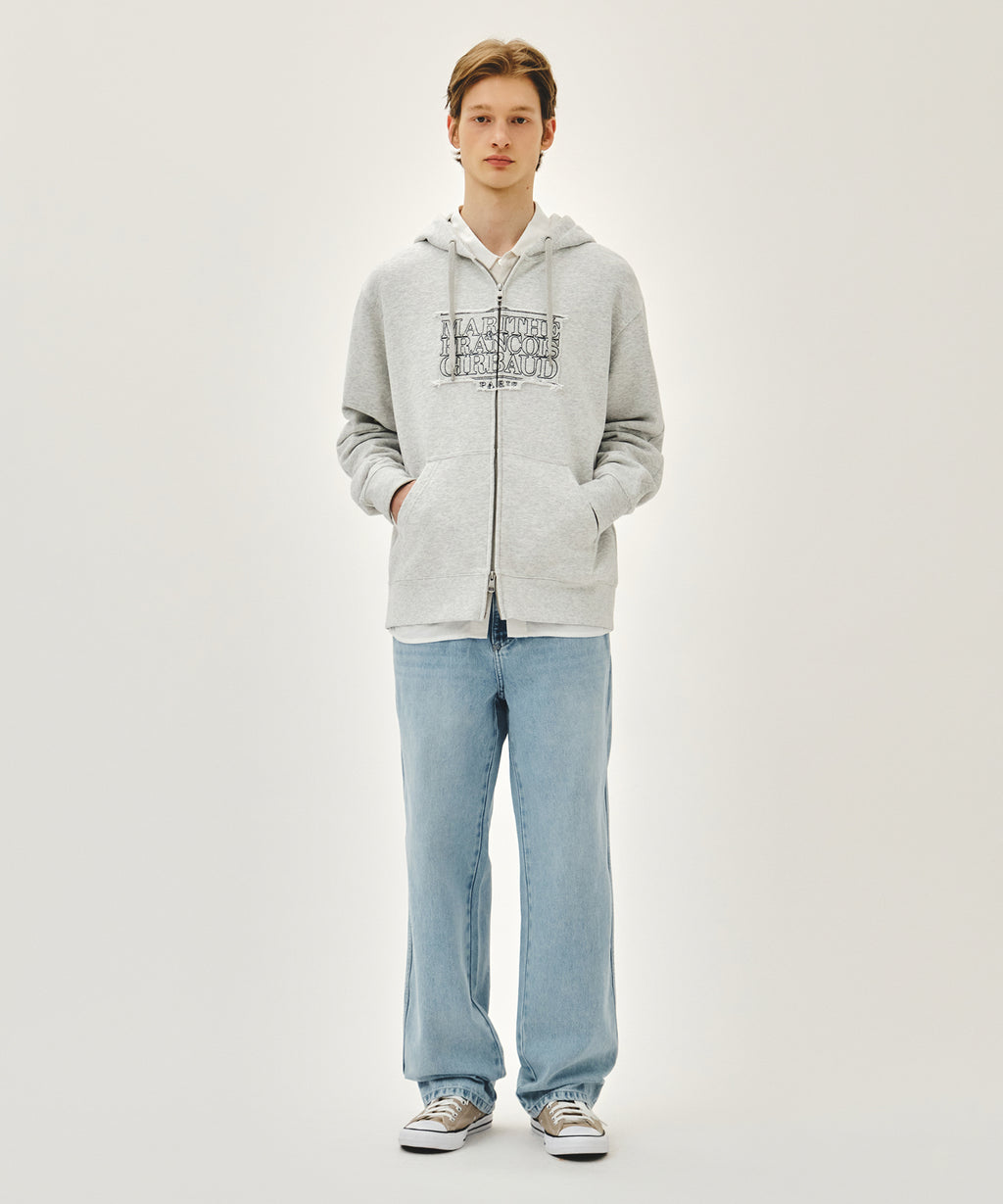 Marithe & Francois Girbaud - Classic Logo Applique Hoodie Zipup (Light Heather Gray) product image 5 | TRAB K-Fashion Australia