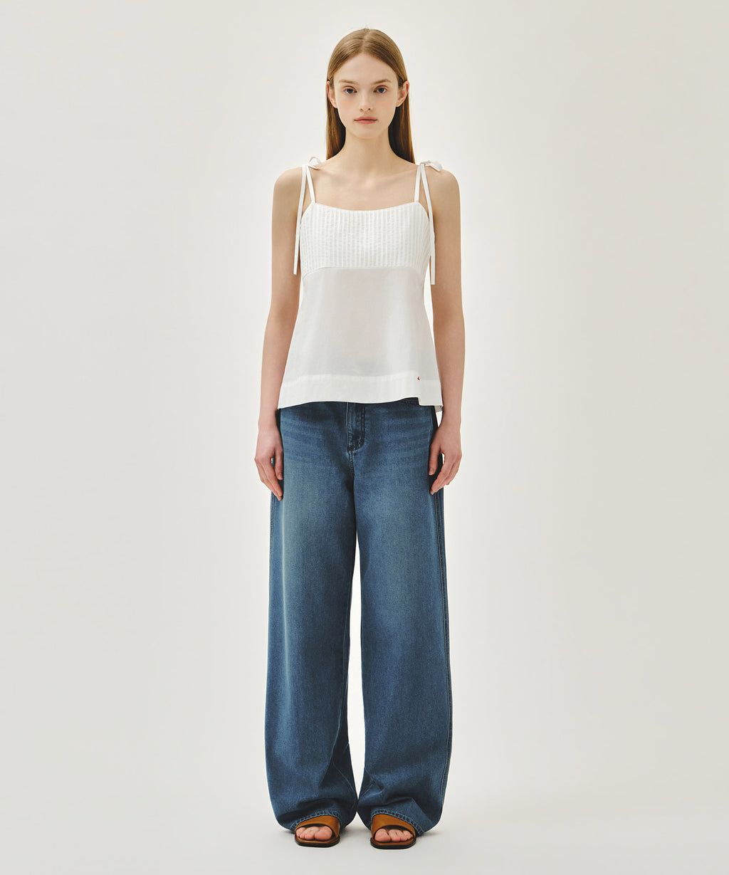 Marithe & Francois Girbaud - Pintuck Camisole Blouse (White) product image 5 | TRAB K-Fashion Australia