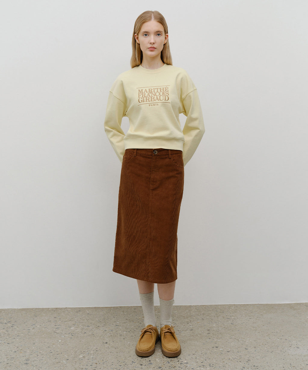 Marithe & Francois Girbaud - Classic Logo Crop Sweatshirt (Light Yellow) product image 5 | TRAB K-Fashion Australia