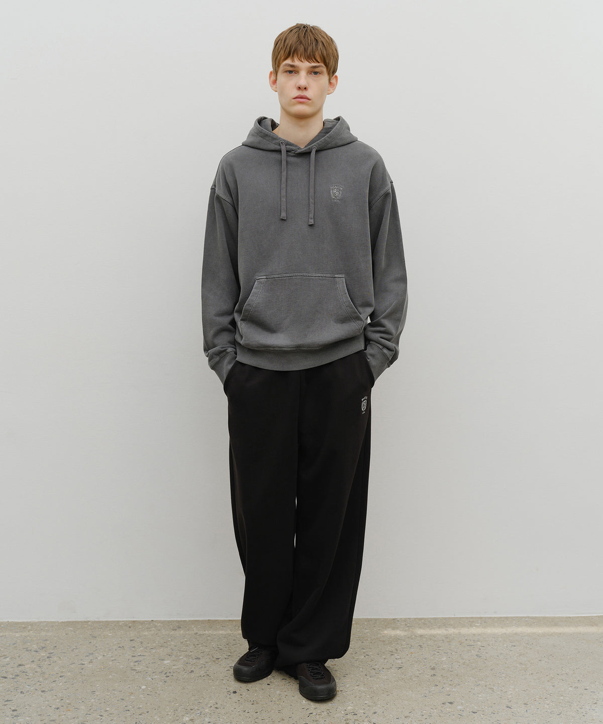Marithe & Francois Girbaud - Crest Logo Garment Dyed Oversized Hoodie (Charcoal) product image 5 | TRAB K-Fashion Australia