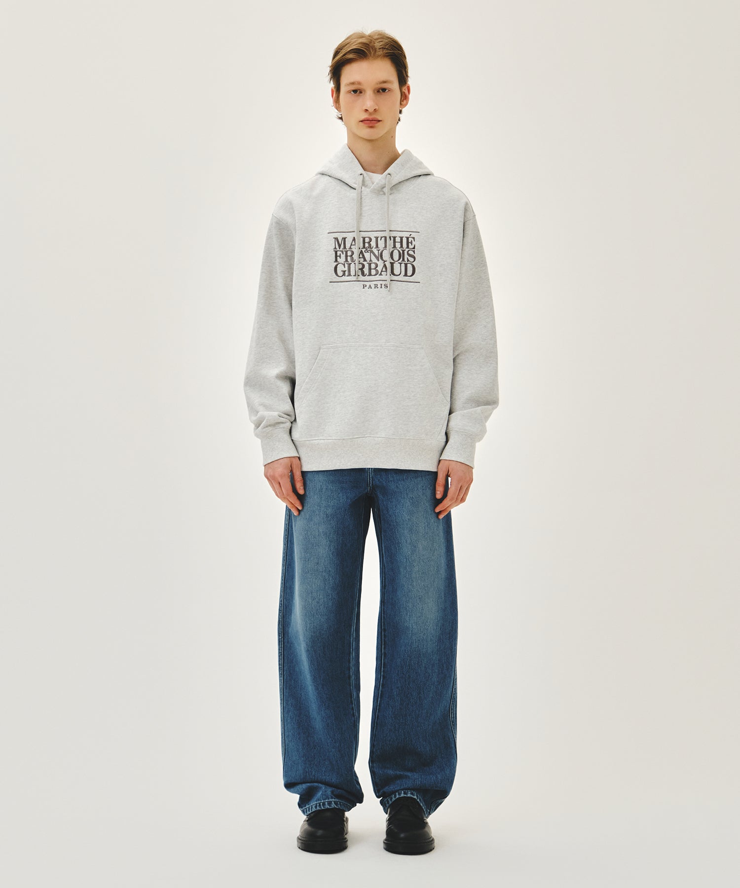 Marithe & Francois Girbaud - Classic Logo Embroidery Hoodie (Light Heather Gray) product image 5 | TRAB K-Fashion Australia