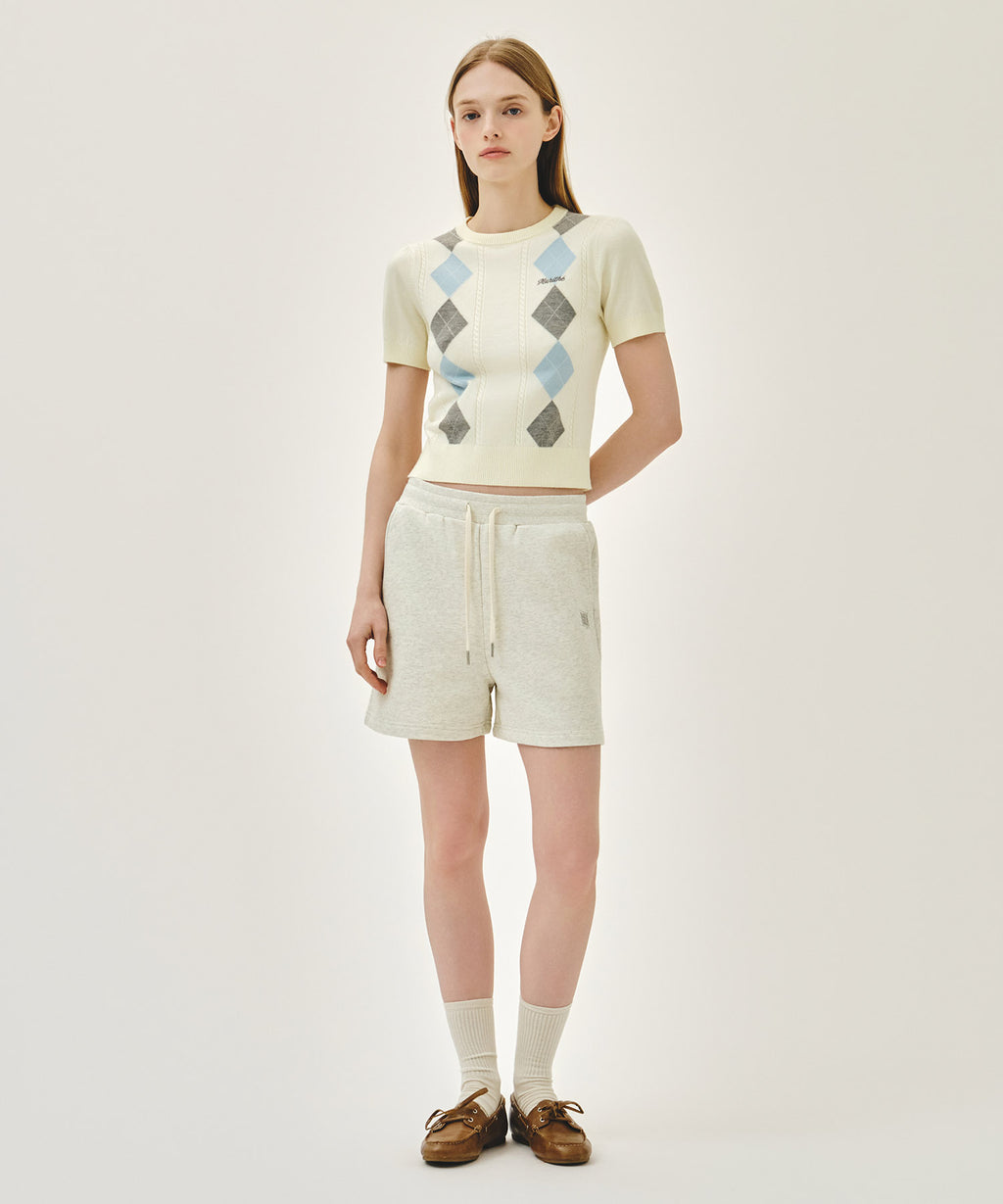 Marithe & Francois Girbaud - Argyle Cable Half Knit Pullover (Ivory) product image 5 | TRAB K-Fashion Australia