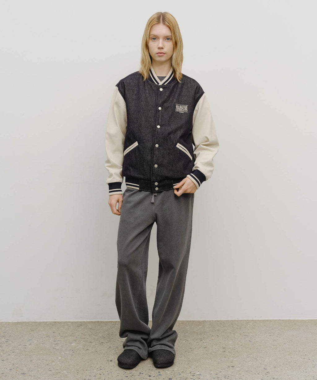 Marithe & Francois Girbaud - Classic Logo Embroidery Denim Varsity Jacket (Navy) product image 5 | TRAB K-Fashion Australia