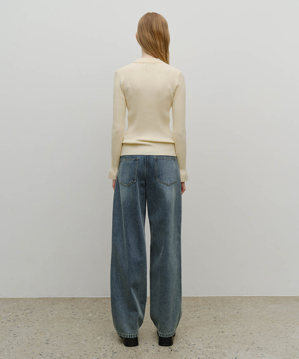 Marithe & Francois Girbaud - Wide Balloon Fit Denim Pants (Ash Blue) product image 5 | TRAB K-Fashion Australia