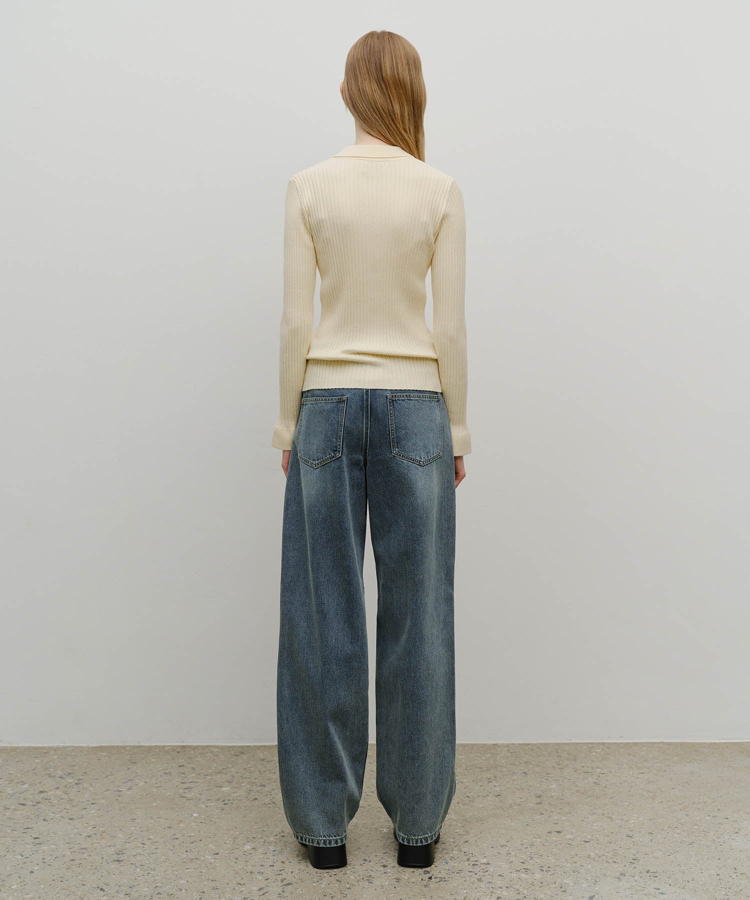 Marithe & Francois Girbaud - Wide Balloon Fit Denim Pants (Ash Blue) product image 5 | TRAB K-Fashion Australia