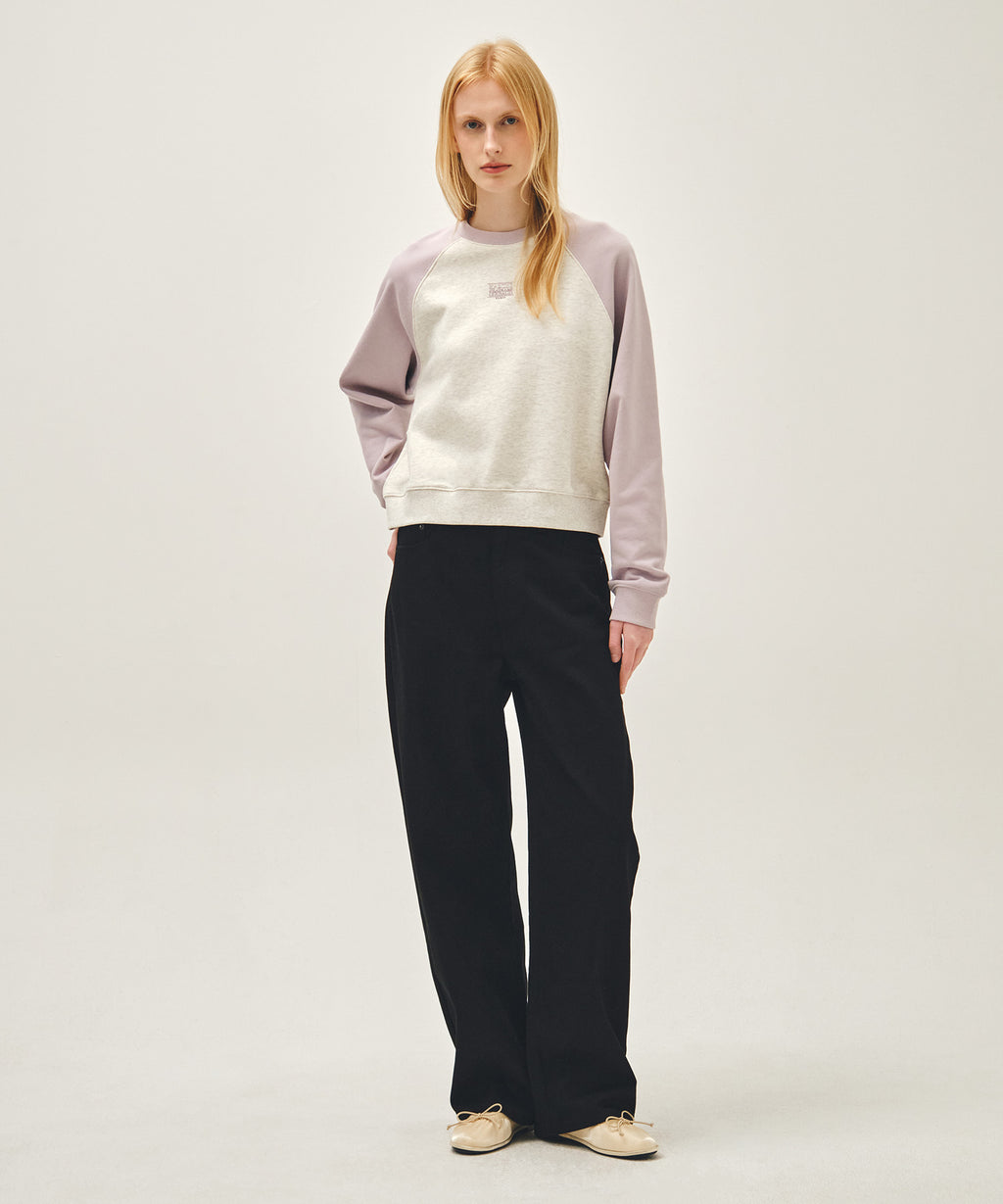Marithe & Francois Girbaud - Block Classic Logo Raglan Crop Sweatshirt (Light Purple) product image 5 | TRAB K-Fashion Australia