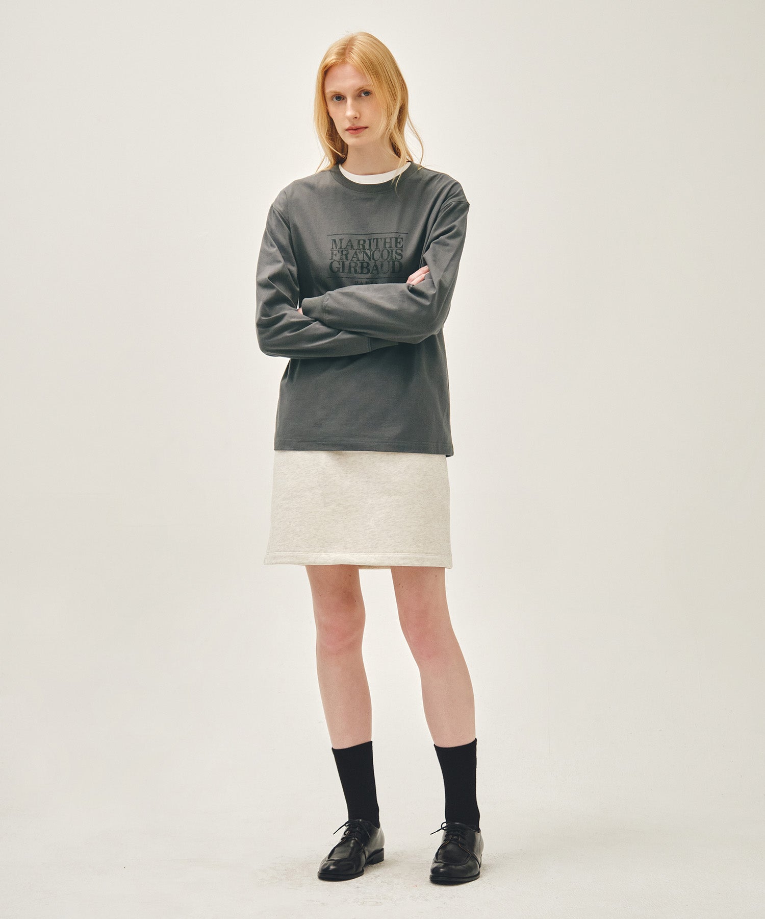 Marithe & Francois Girbaud - Crack Classic Logo Long Sleeve Tee (Charcoal) product image 5 | TRAB K-Fashion Australia