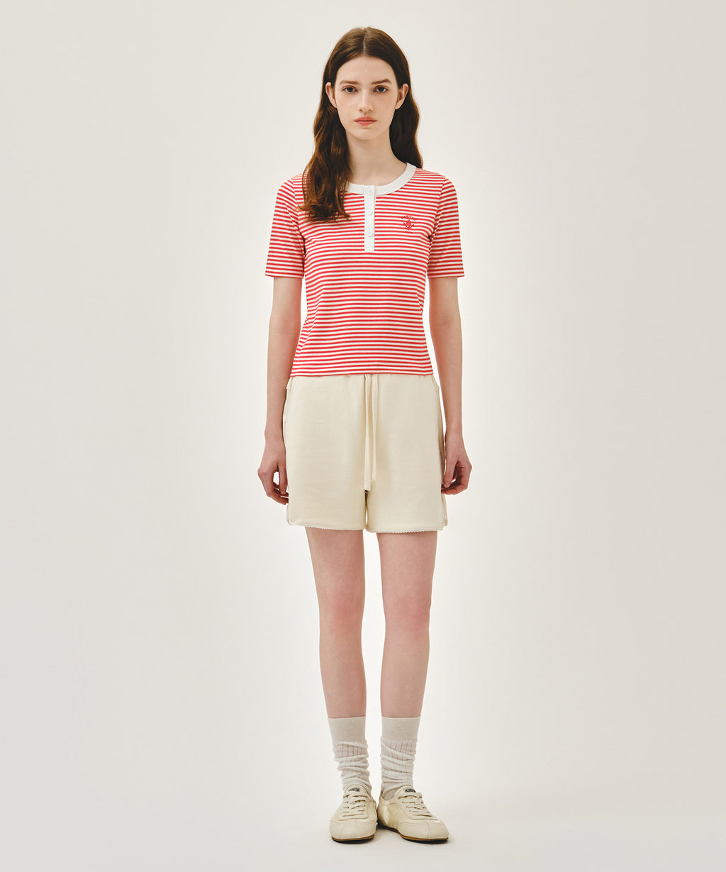 Marithe & Francois Girbaud - Stripe Henley Neck Tee (Red) product image 5 | TRAB K-Fashion Australia