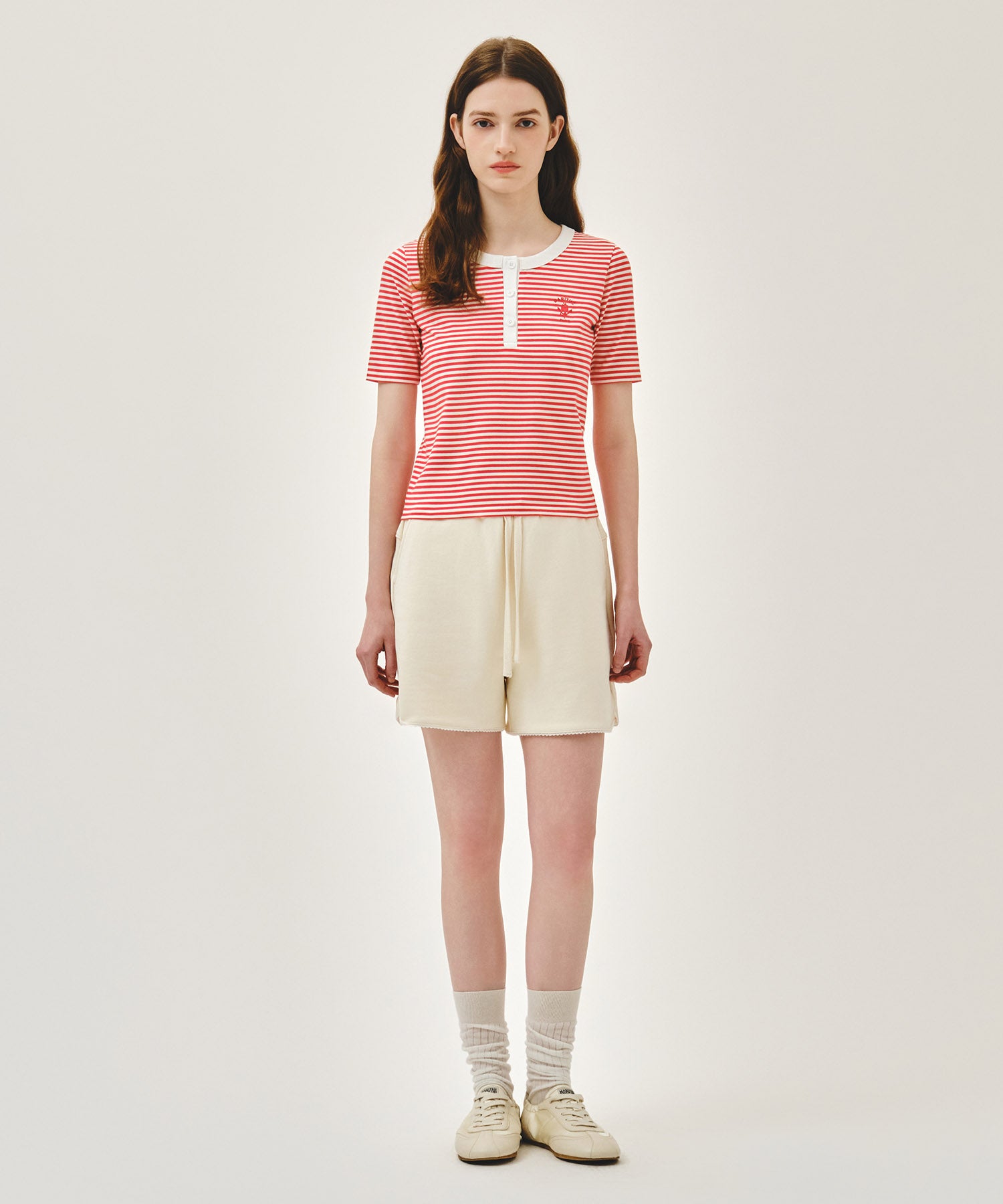 Marithe & Francois Girbaud - Stripe Henley Neck Tee (Red) product image 5 | TRAB K-Fashion Australia