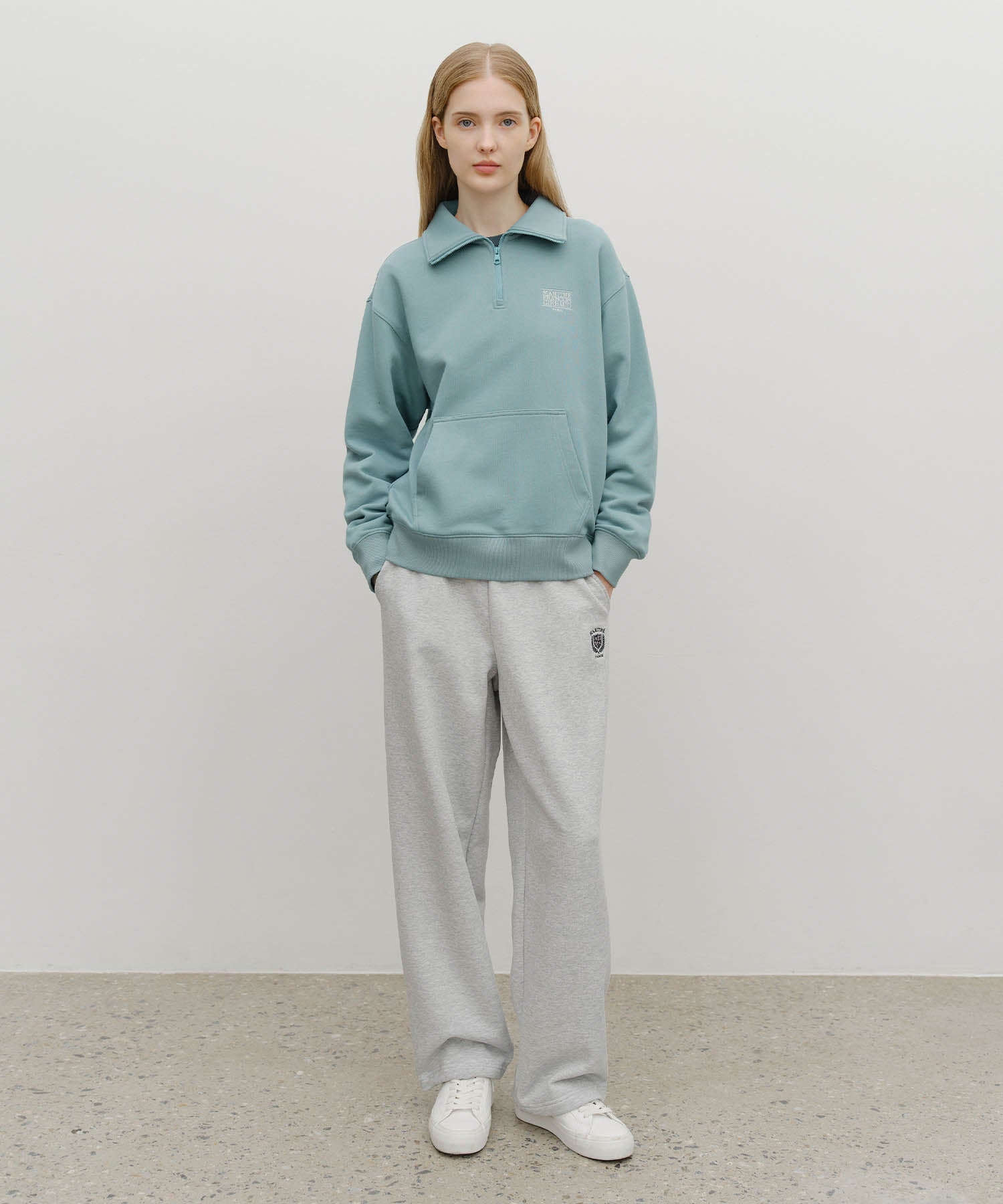 Marithe & Francois Girbaud - Classic Logo Half Zipup Sweatshirt (Mint Gray) product image 5 | TRAB K-Fashion Australia