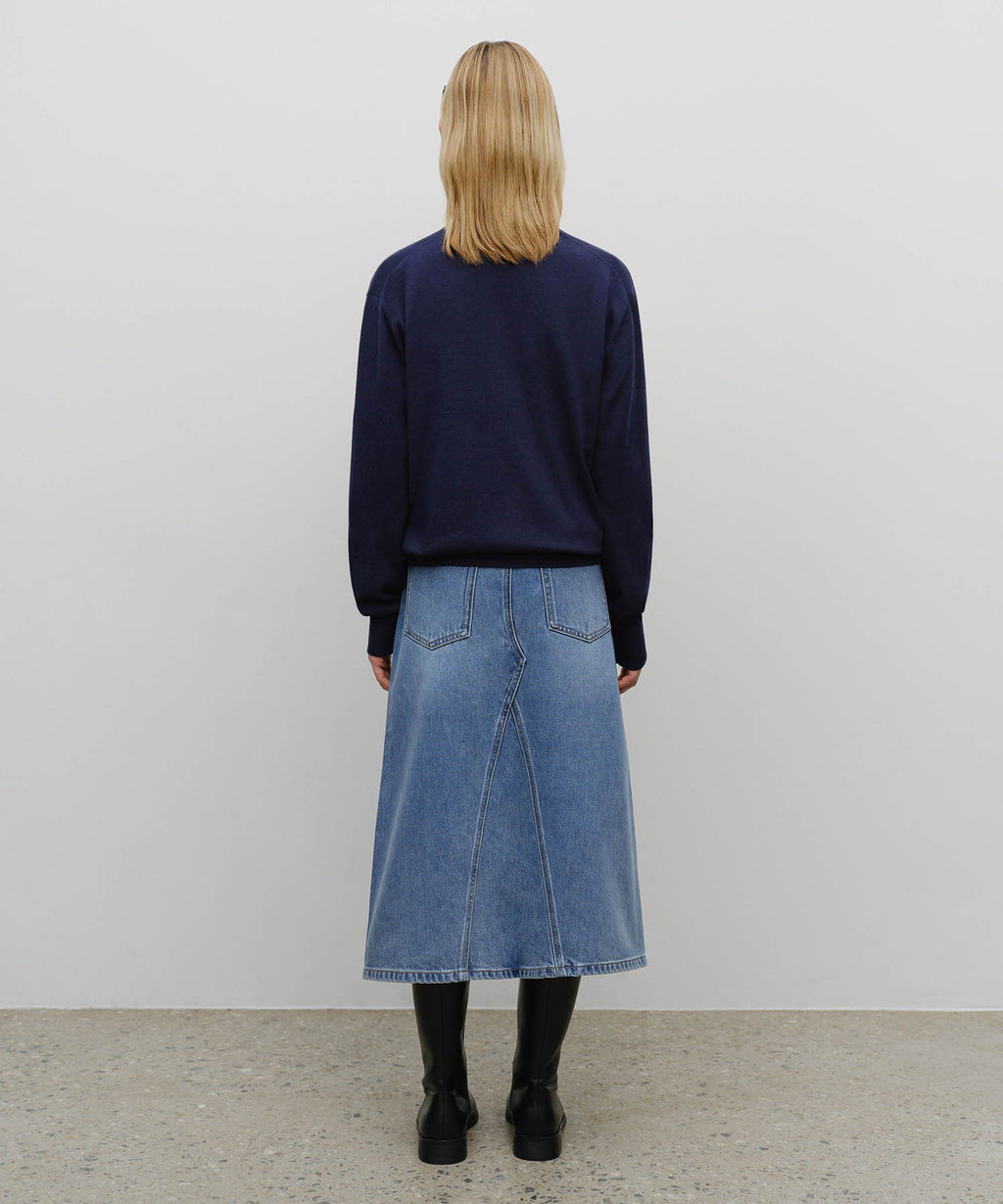 Marithe & Francois Girbaud - A-line Denim Midi Skirt (Light Blue) product image 5 | TRAB K-Fashion Australia