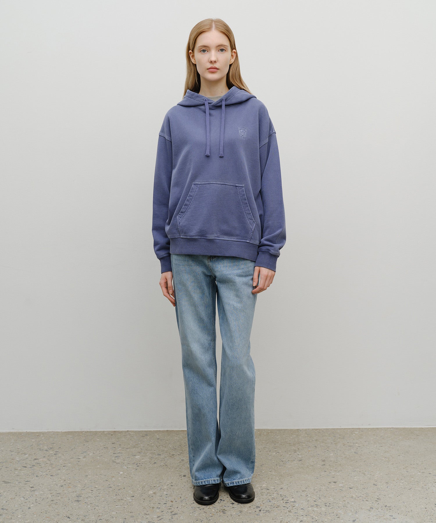 Marithe & Francois Girbaud - Crest Logo Garment Dyed Oversized Hoodie (Navy) product image 5 | TRAB K-Fashion Australia