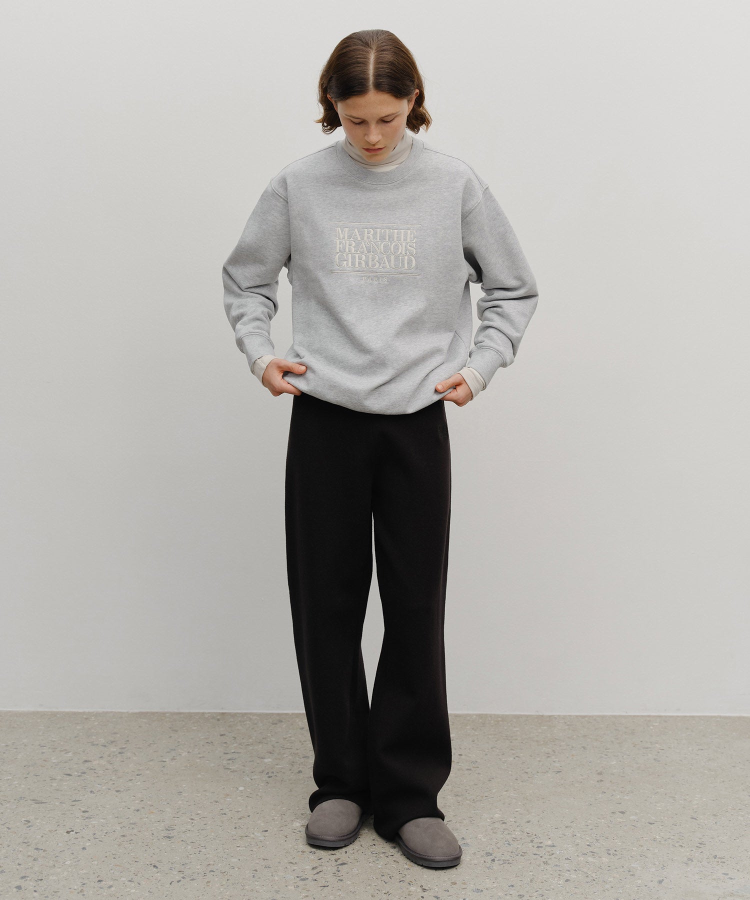 Marithe & Francois Girbaud - Classic Logo Embroidery Sweatshirt (brushed) (Heather Gray) product image 5 | TRAB K-Fashion Australia