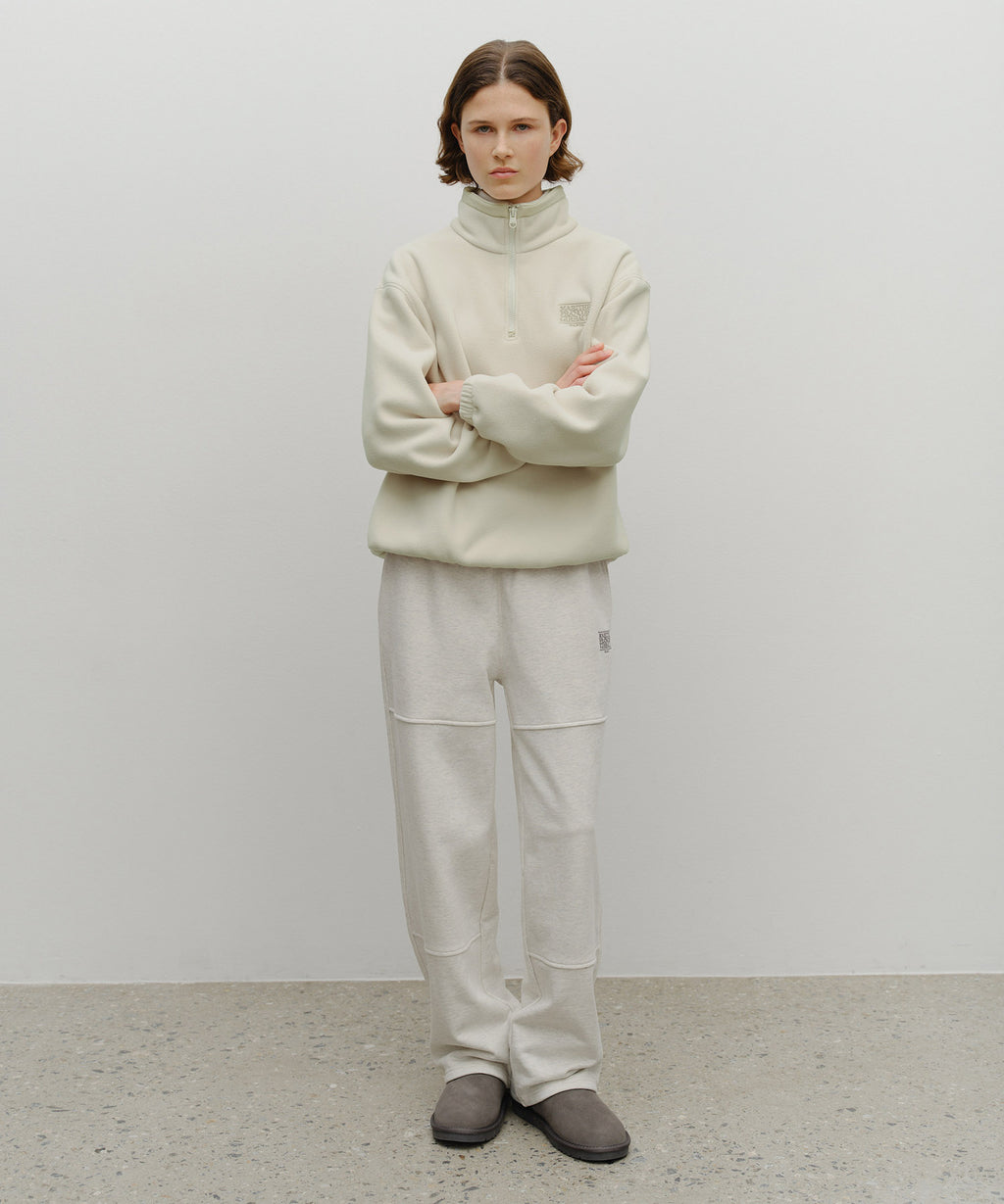 Marithe & Francois Girbaud - Classic Logo Half Neck Fleece Sweatshirt (Ivory) product image 5 | TRAB K-Fashion Australia