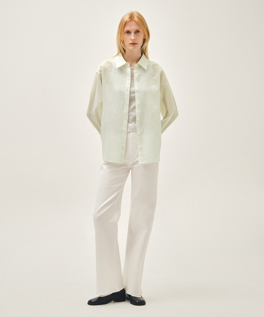 Marithe & Francois Girbaud - Pattern Sheer Shirt (Ivory) product image 9 | TRAB K-Fashion Australia