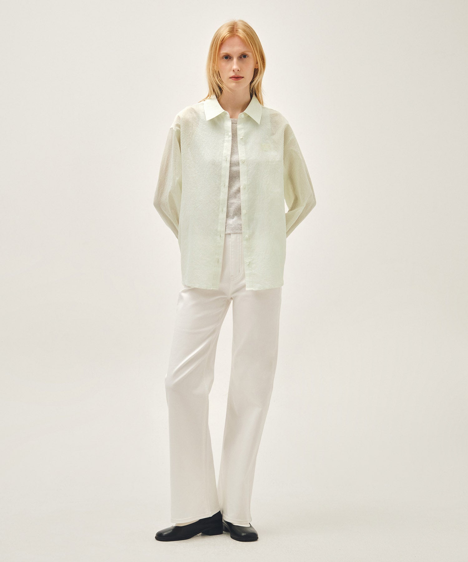 Marithe & Francois Girbaud - Pattern Sheer Shirt (Ivory) product image 9 | TRAB K-Fashion Australia