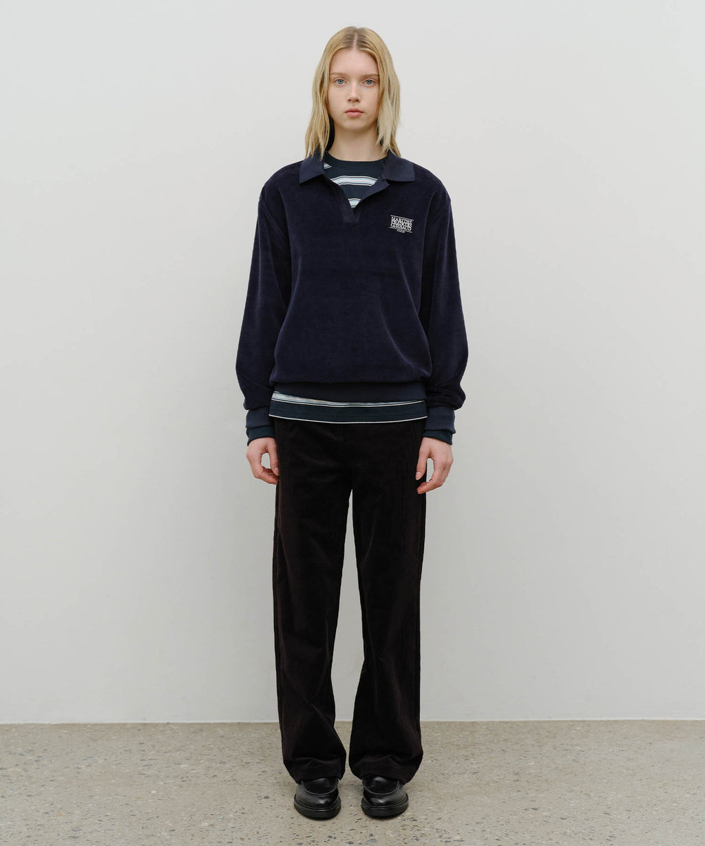 Marithe & Francois Girbaud - Classic Logo Collared Velour Sweatshirt (Navy) product image 5 | TRAB K-Fashion Australia